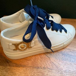 Womens Versace Bianca Ottico-Oro Tribute Sneaker size 38